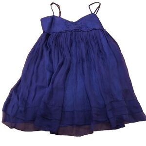 Trinity Purple 100% Silk Mini Dress Sheer Lined SMALL Baby Doll ANTHROPOLOGIE